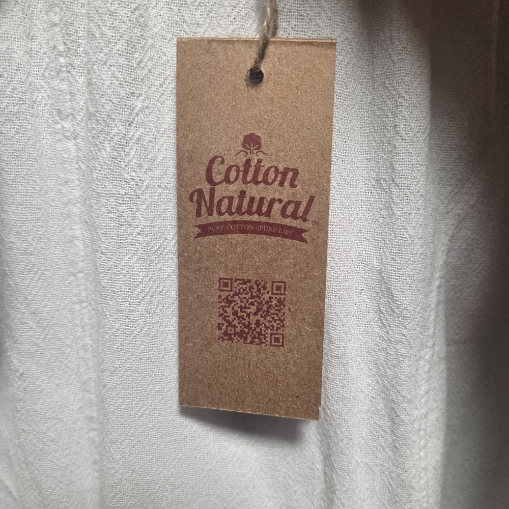 Cotton Natural 100% Cotton White Flowy Slit-Leg Thai Pants Size Small New! - Picture 5 of 7